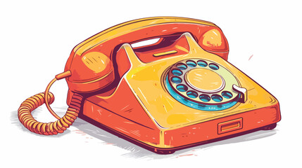 Retro phone icon. Vector web design Hand drawn style