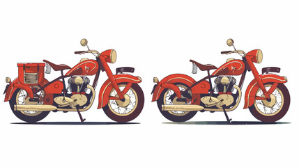 Retro red motorcycle vintage isolated. Front and side