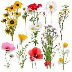 Fototapeta premium Colorful Collection of Pressed Wild Meadow Flowers