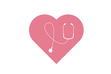 Stethoscope in heart icon. Medical symbols flat illustration. Simple emblem for clinic.