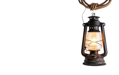 Timeless Rural Lamp Against White Space, Classic Country Lamp on a White Background