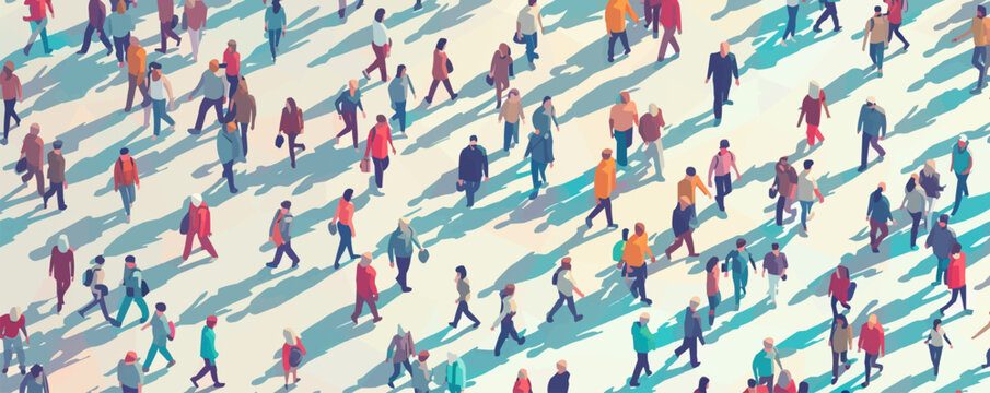 crowd isometric vector flat minimalistic isolated illustration