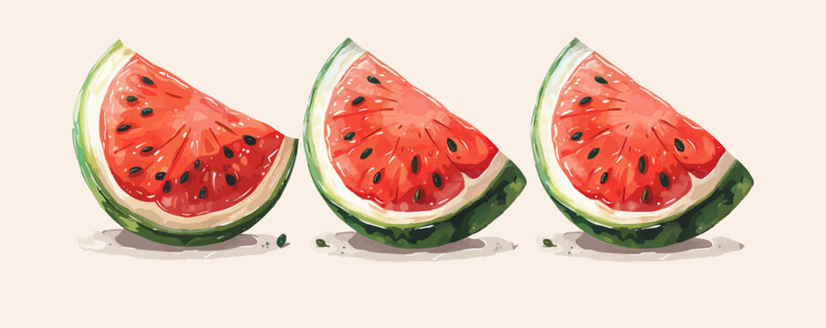 Watermelon slices. Cartoon. vector simple illustratio