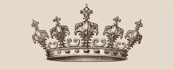 Diadem crown queen sketch hand drawn vintage. vector simple illustration