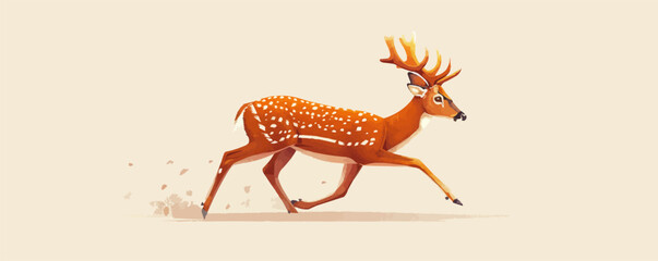 Deer running. vector simple illustration