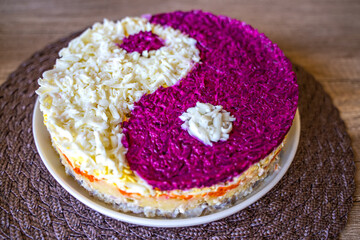 Salad “Herring under a fur coat”. Yin and Yang in Food.
