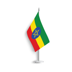 Ethiopia table flag icon isolated on white background.