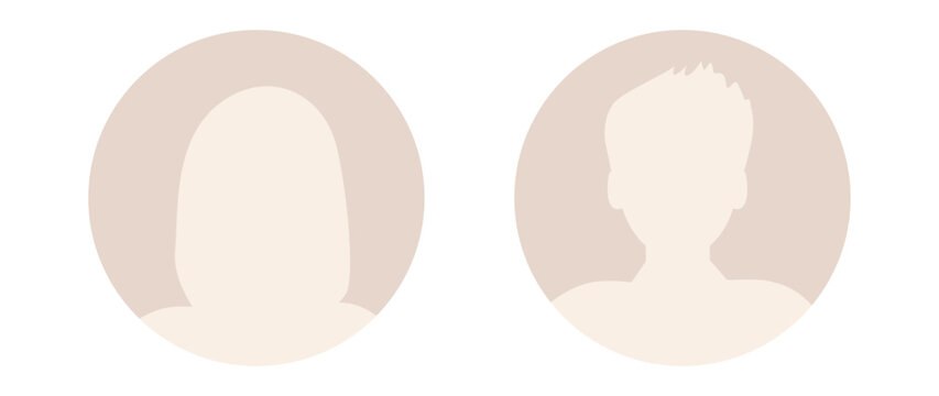 Vector flat illustration. Stylish pastel profile of a woman and a man. Avatar, user profile, person icon, silhouette, profile picture. Suitable for social network profiles, icons.