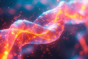 Abstract plexed DNA in neon bright colors for futuristic  scienc concept