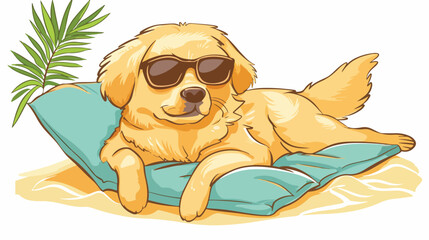Obraz na płótnie Canvas cute dog logo relax on the summer season. cartoon illustration