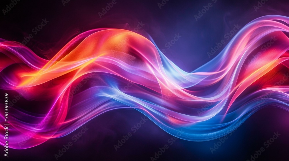 Poster abstract colorful waves on a black background. generative ai.