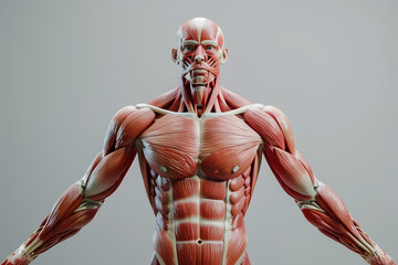 Conceptual anatomy skinless human body, muscle system set