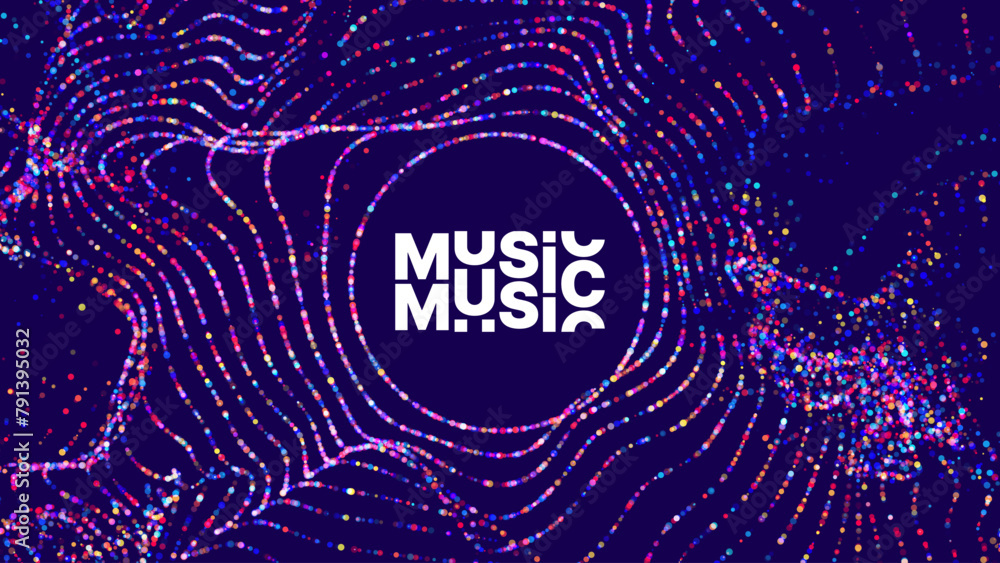 Poster Abstract Sound Wave Circle Round EQ Background. Digital Music BG. Dynamic Music Wavy Lines Flow. Digital Equalizer. Round Sound Data Visualization. Abstract Vector Background.