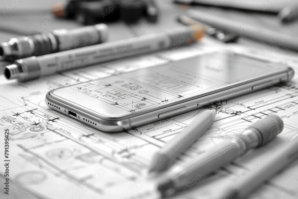 Aufkleber sketches illustrating user interface designs for mobile applications with attention to user experien