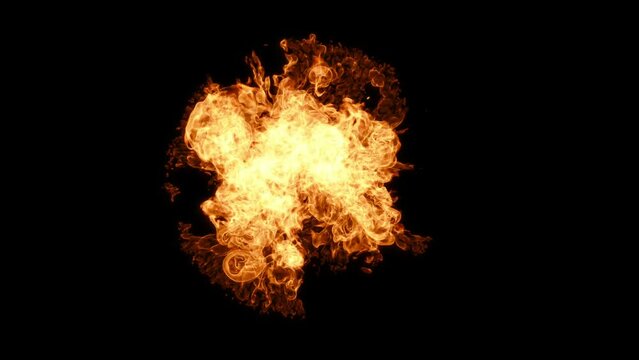 Magical fiery circle, enchanting video of flames on a black background.