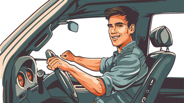 design of happy driver draw Hand drawn style vector 