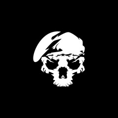 Skull army mascot logo design illustration. Cool skull icon.