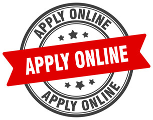 apply online stamp. apply online label on transparent background. round sign