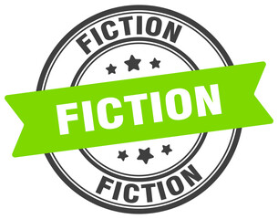 fiction stamp. fiction label on transparent background. round sign