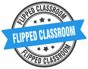 flipped classroom stamp. flipped classroom label on transparent background. round sign
