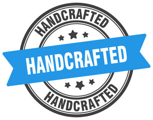 hand crafted stamp. hand crafted label on transparent background. round sign