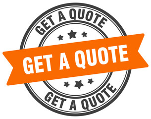 get a quote stamp. get a quote label on transparent background. round sign