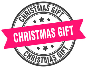 christmas gift stamp. christmas gift label on transparent background. round sign