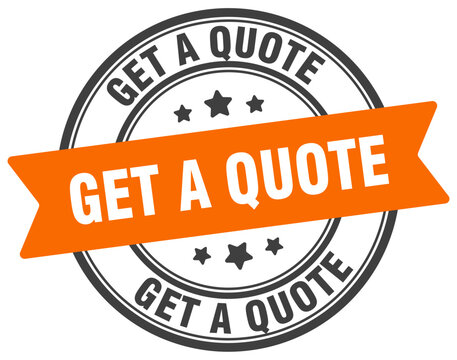 get a quote stamp. get a quote label on transparent background. round sign