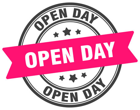 open day stamp. open day label on transparent background. round sign