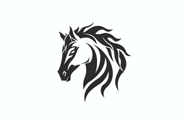Black horse head on white background,  Horse head silhouette,  Vector illustration