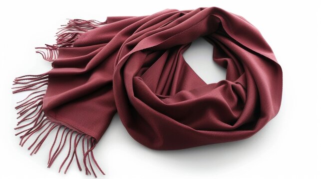 Blank mockup of a versatile pashmina scarf in a rich burgundy color. .