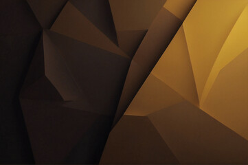 Dark gradient yellow and brown polygon shapes background