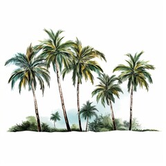 Tropical Palm Trees isolated on white background