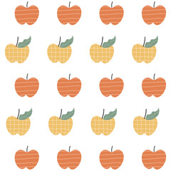 Hand drawn cute apple pattern. Apple fruit pattern on white background. Fruit Background