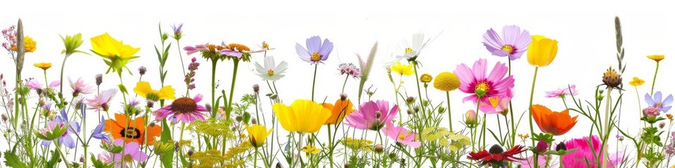 Fototapeta premium Beautiful Collection of Pressed Flowers and Plants. An array of various pressed flowers and plants in bright, vivid colors, perfectly suitable for art projects, decoration, or botanical studies.