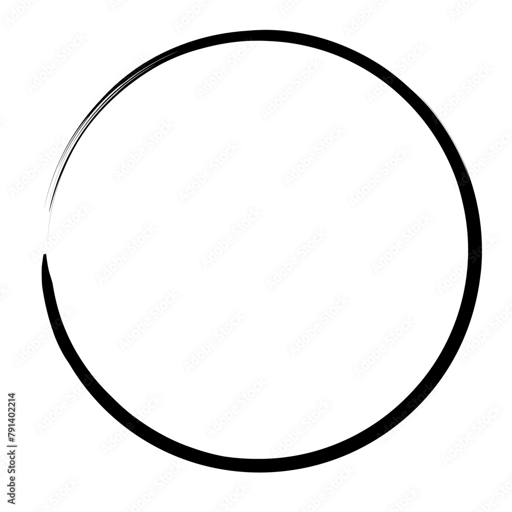 Poster brush stroke frame circle design element transparent, basic shape circle frame brush stroke black