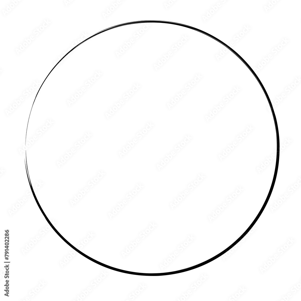 Poster brush stroke frame circle design element transparent, basic shape circle frame brush stroke black
