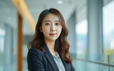Portrait of asian businesswoman in office building, business concept