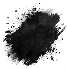Illustration of paint brush stroke, black ink splatter isolated.