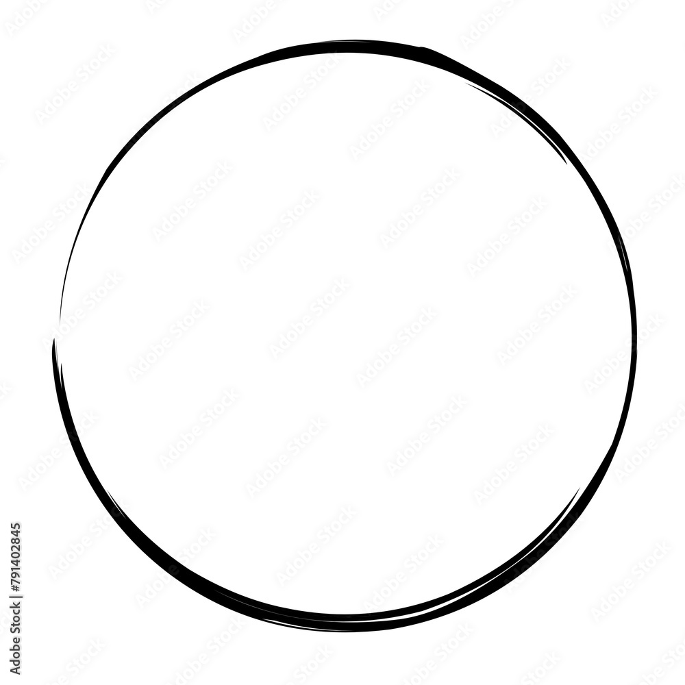 Poster brush stroke frame circle design element transparent, basic shape circle frame brush stroke black