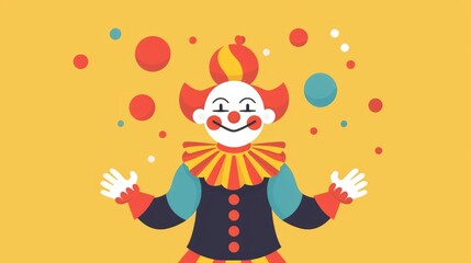 Naklejka premium Illustration of a clown juggling depicted in a sleek and simple flat 2d icon style