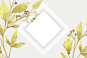 Watercolor yellow flower border for wedding, birthday, card, background, invitation, wallpaper, sticker, decoration