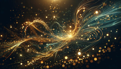 粒子の光り輝く波