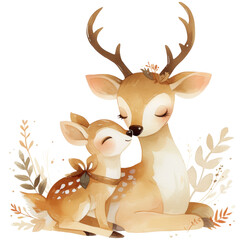 mother deer and fawn