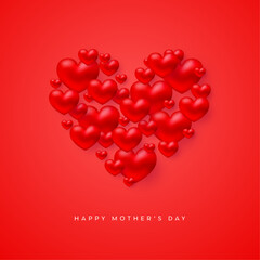 Mother's Day card with red heart balloons