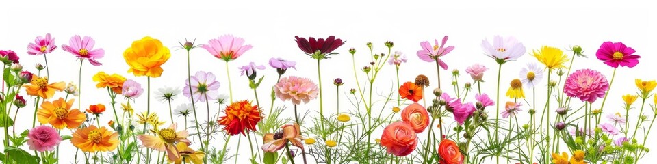 Obraz premium Assortment of Wildflowers Isolated on White Background