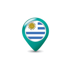 Uruguay Flag on Colorful Map Pointer