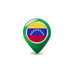 Venezuela Flag on Colorful Map Pointer