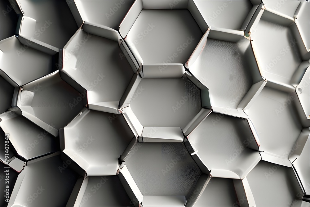 Poster 3d futuristic honeycomb mosaic white background. realistic geometric mesh cells texture. abstract wh