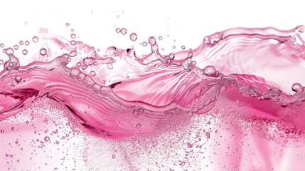 Pink liquid wave with bubbles